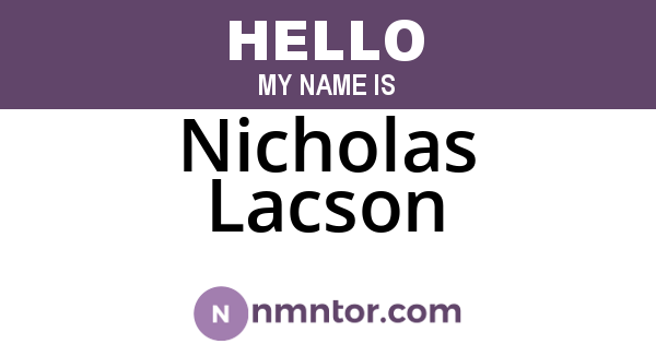 Nicholas Lacson