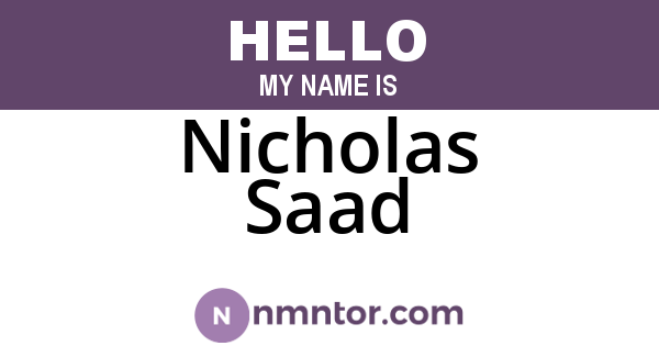Nicholas Saad