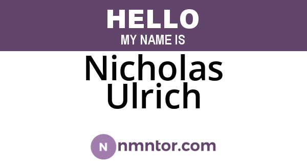 Nicholas Ulrich
