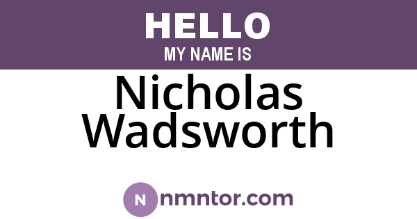 Nicholas Wadsworth