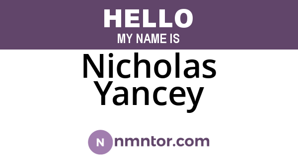 Nicholas Yancey