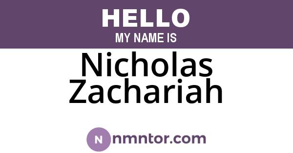 Nicholas Zachariah
