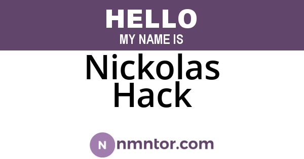 Nickolas Hack