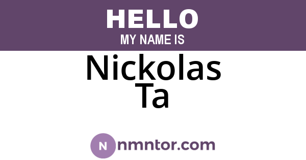 Nickolas Ta
