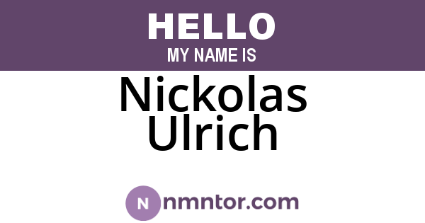 Nickolas Ulrich