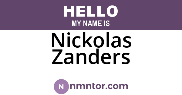 Nickolas Zanders