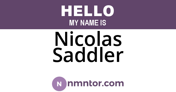 Nicolas Saddler