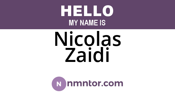 Nicolas Zaidi