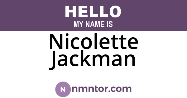 Nicolette Jackman