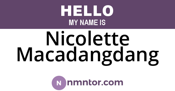 Nicolette Macadangdang