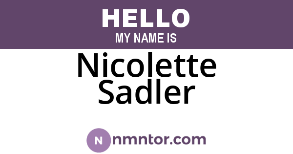 Nicolette Sadler