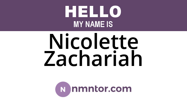 Nicolette Zachariah