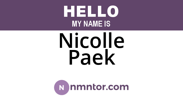 Nicolle Paek