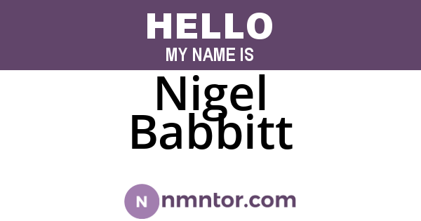 Nigel Babbitt