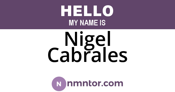 Nigel Cabrales