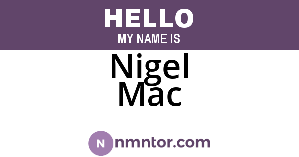 Nigel Mac