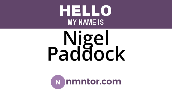 Nigel Paddock