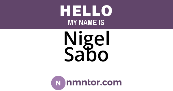 Nigel Sabo