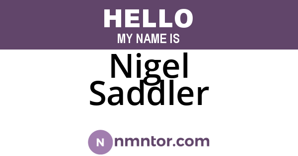 Nigel Saddler