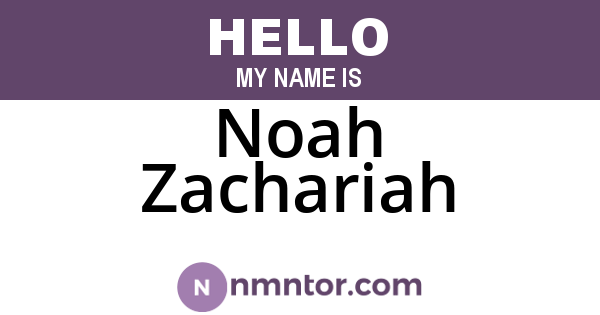 Noah Zachariah