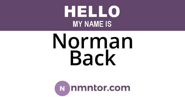 Norman Back