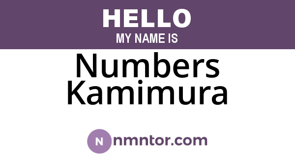 Numbers Kamimura