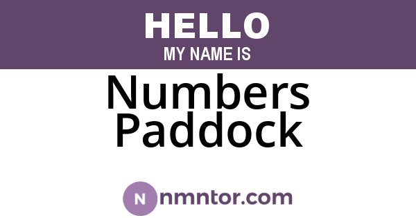 Numbers Paddock