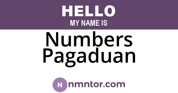 Numbers Pagaduan