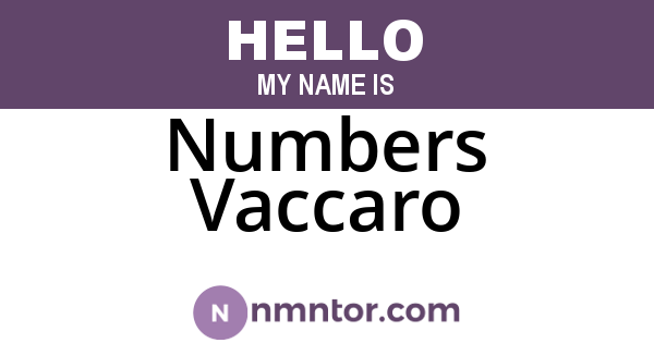 Numbers Vaccaro