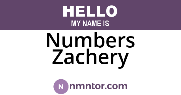 Numbers Zachery
