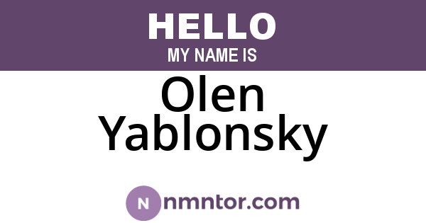 Olen Yablonsky