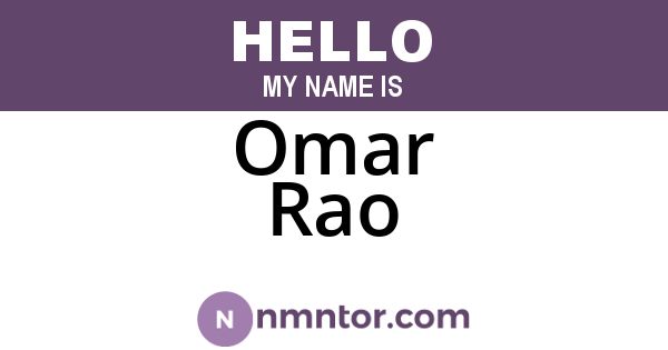 Omar Rao