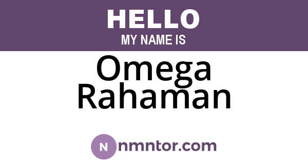 Omega Rahaman