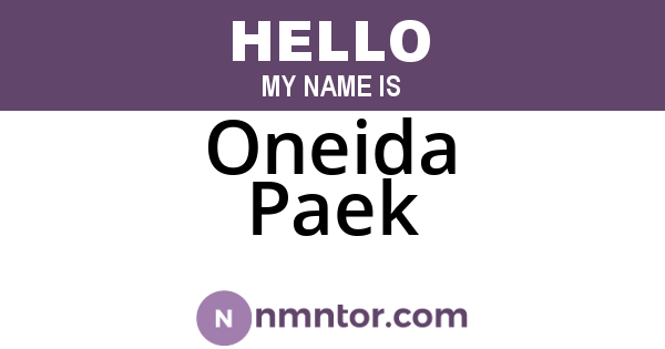 Oneida Paek