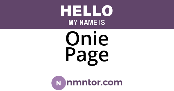 Onie Page