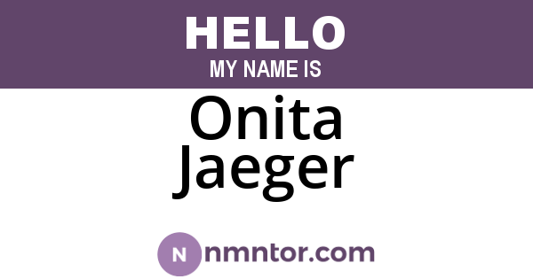 Onita Jaeger