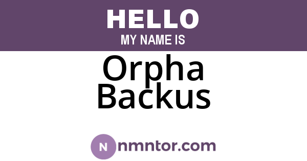 Orpha Backus