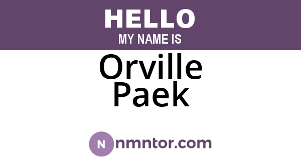 Orville Paek