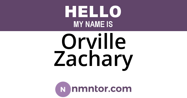 Orville Zachary