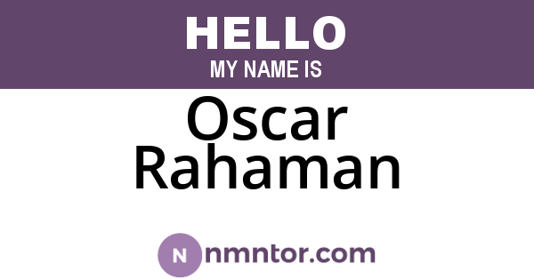 Oscar Rahaman