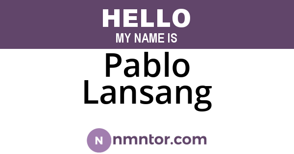 Pablo Lansang