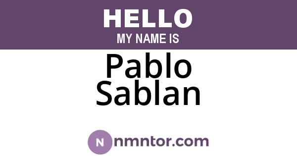 Pablo Sablan