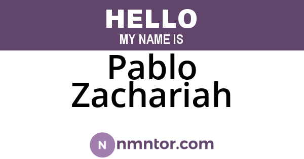 Pablo Zachariah
