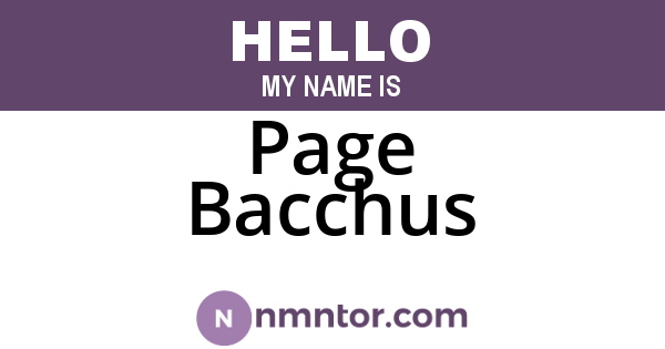 Page Bacchus