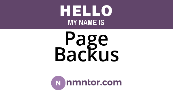 Page Backus
