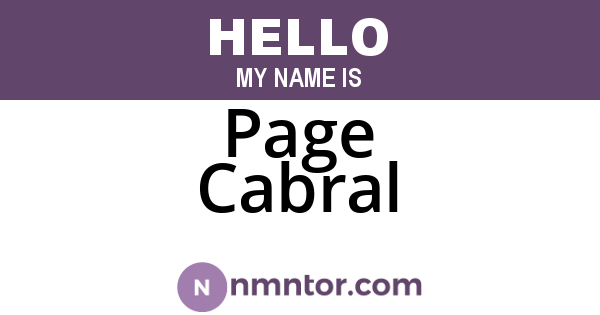 Page Cabral