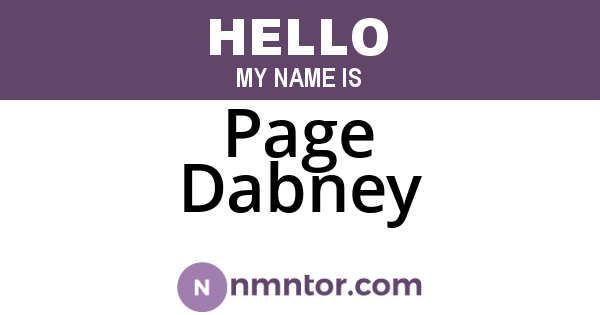 Page Dabney