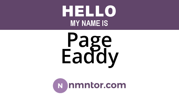 Page Eaddy