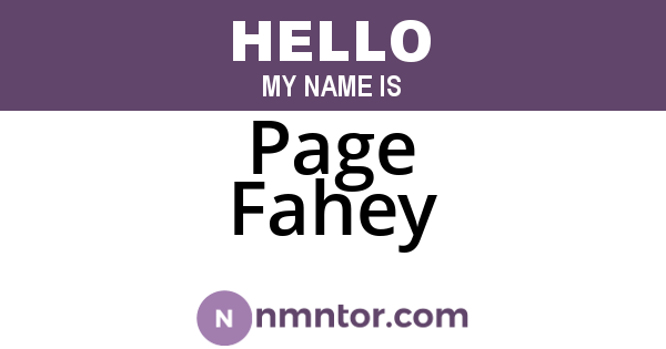Page Fahey