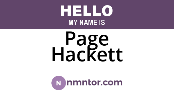 Page Hackett